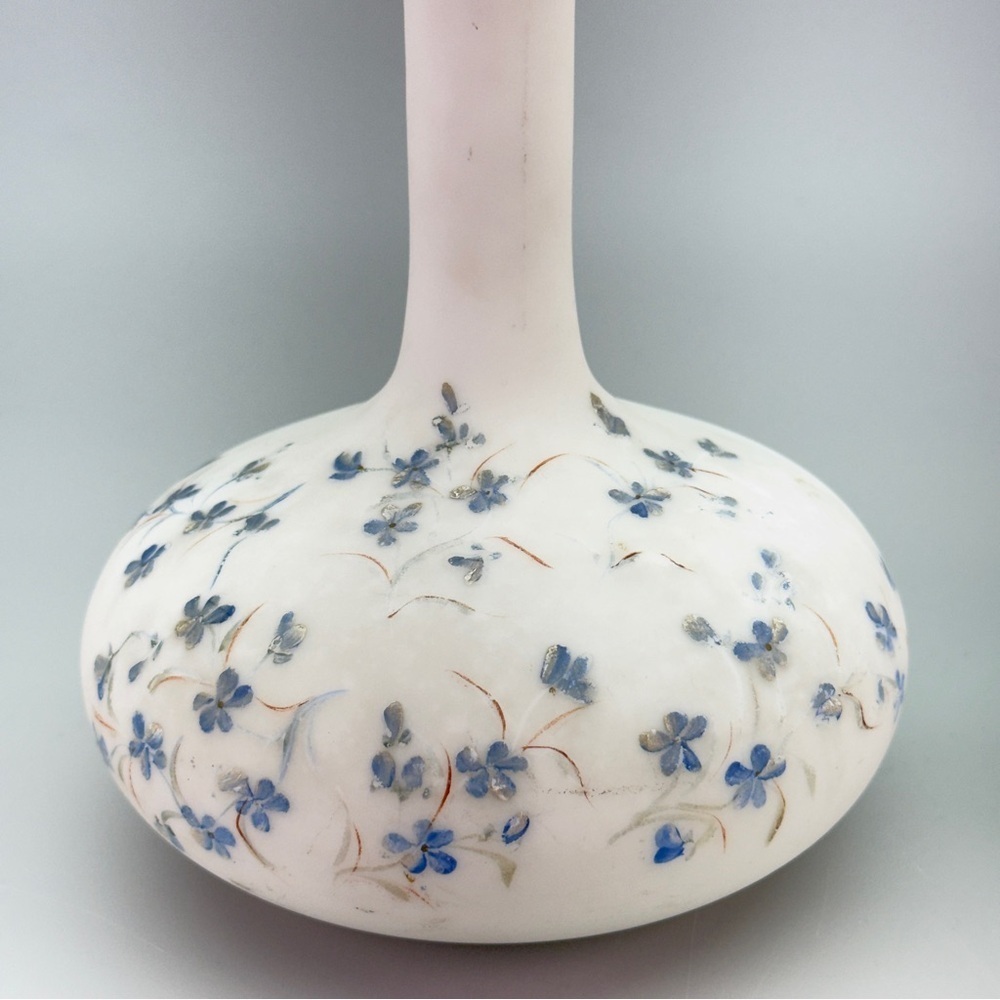Antique Victorian HandPainted Milk Glass Decanters Barber Dresser Bottles - Picture 5 of 10